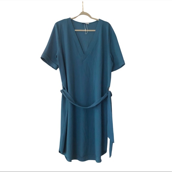 🍾HP🍾Zara Blue Textured Short Sleeve Dress Size XL NWOT - Picture 7 of 11